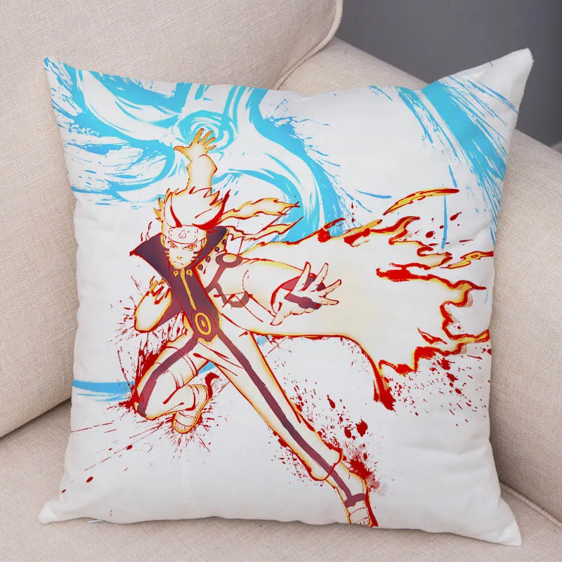 8 Japan Anime NARUTO Chinese Ink Pillowcase Cartoon Cushion Cover for Sofa Home 45*45cm Super Soft Short Plush Decor Pillow Case - Цвет: 8