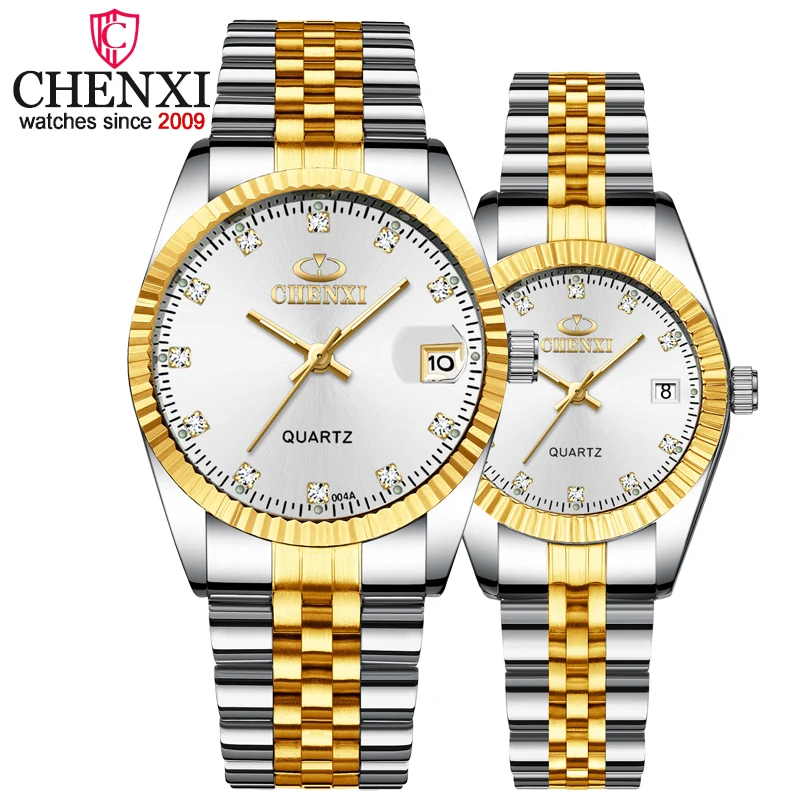 CHENXI Luxury Brand Watch For Women Men Waterproof Clock Male Calendar Quartz Wrist Watches Full Steel Ladies & Man Watches
