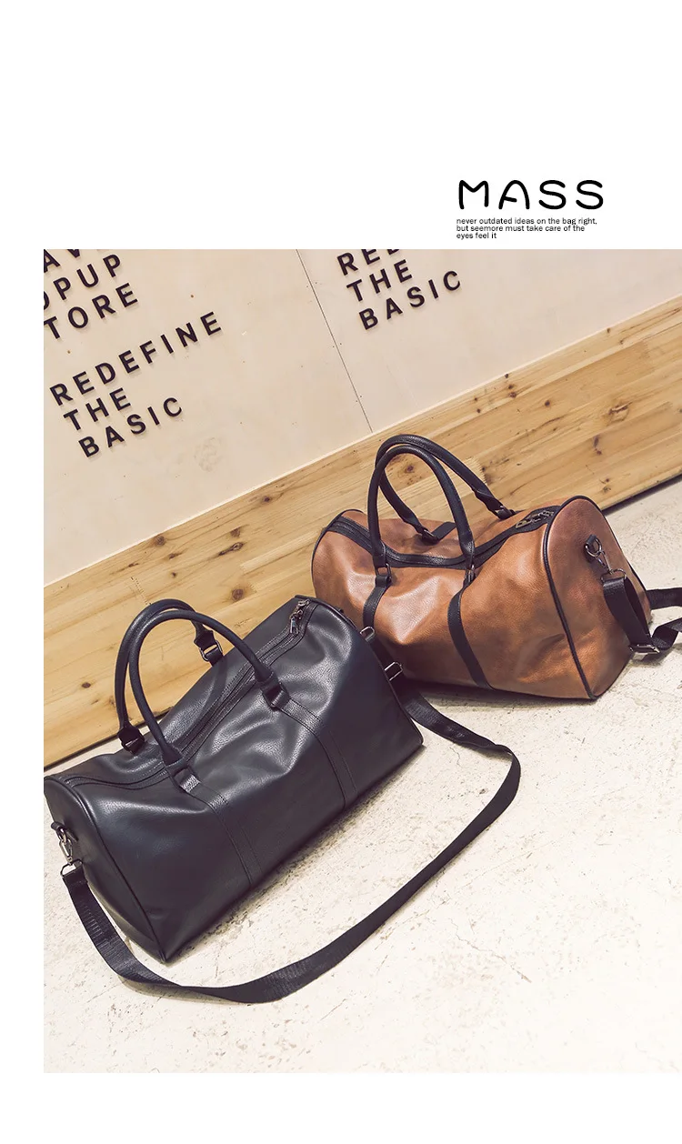 New Pu Leather Portable Travel Bags for Men and Women Large Capacity Leisure Simple Luggage Travel Single Shoulder Diagonal Bag