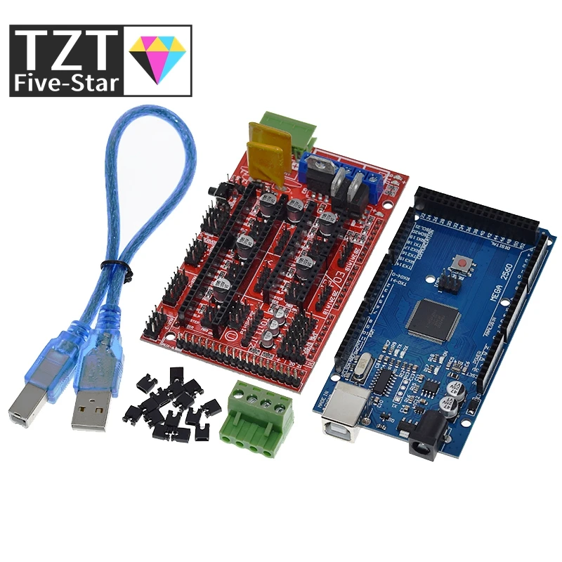 Контроллер TZT Mega 2560 R3 Mega2560 REV3 + RAMPS 1 4 для 3D принтера Arduino комплект Reprap MendelPrusa |