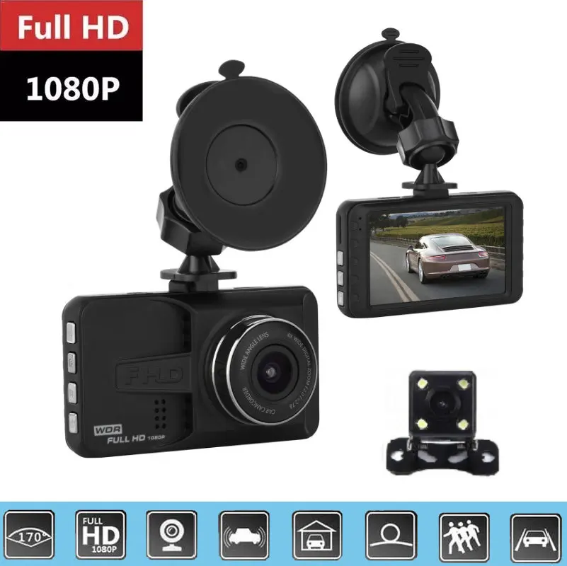 

HD 3 Inch Dual Lens Image 1080P Hidden Wide Angle Driving Recorder Dash Cam Dual Lens Car DVR Camera Support Reversing