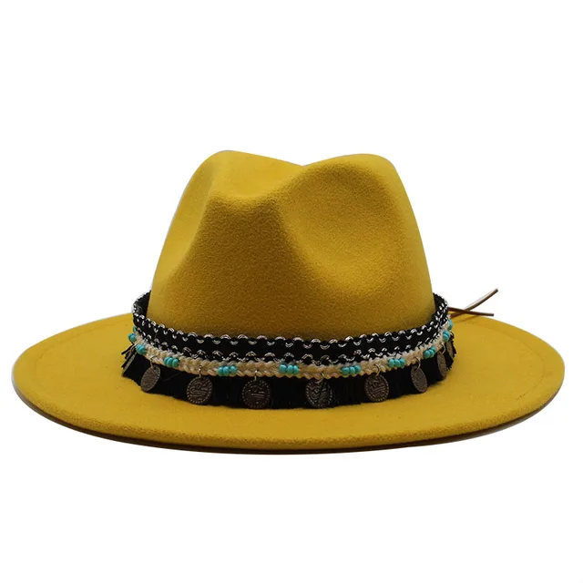Unisex Wool Felt Fedora Hats Decoration 