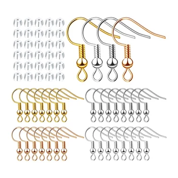 

Earring Hooks Wholesale,Ear Wires with Ball & Coil and 400Pcs Clear Earring Backs for Jewelry Making Crafting