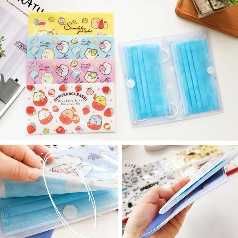 3Pcs Portable Plastic Disposable Face Mask Storage Clips Cartoon Animal Mouth Cover Holder Container Folding Case Organizer