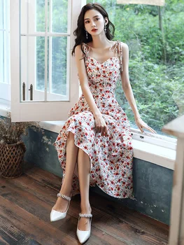 

AE808 Prom Dresses printing Women Long A-line Vestidos Elegant Sweetheart Evening Dresses Robe De Soiree