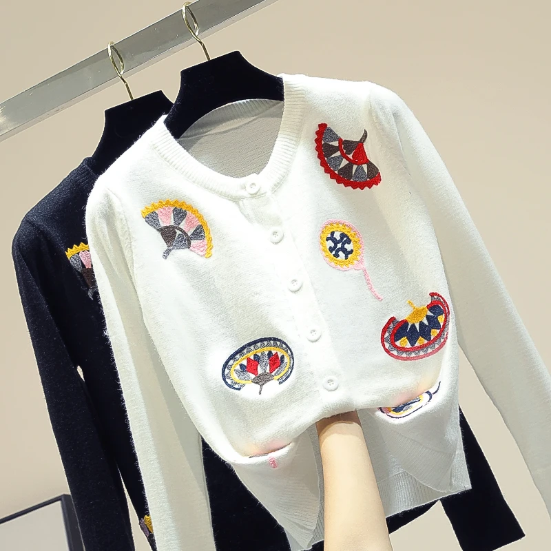 

Embroidered Knitted Cardigan Jacket for Women Autumn Wear Loose Coat Cardigan Women Truien Dames Sweter Damski