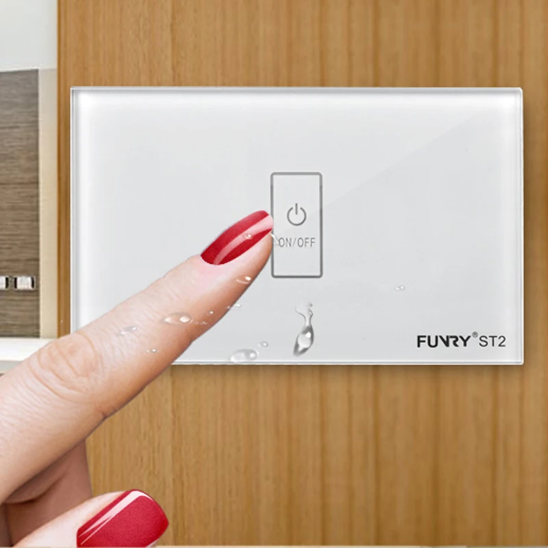 Funry ST2, 1 комплект, стандарт США, емкостный сенсорный выключатель, пульт дистанционного управления, роскошный стеклянный настенный переключатель, панельный светильник, переключатель, 110-240 В, 433 МГц