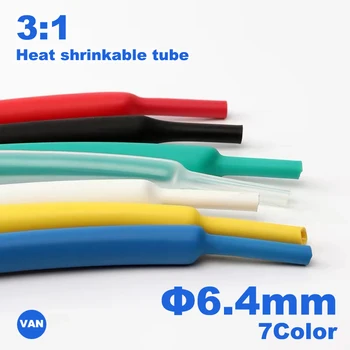 

1meter 6.4mm Heat Shrink Tube with Glue 3:1 ratio Dual Wall Shrinkable Tubing Adhesive Lined Wrap Wire Cable kit heatshrink