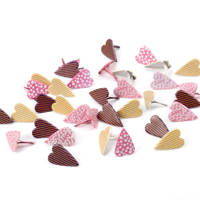 

Pattern Heart Diy Brads Scrapbooking Embellishment Fastener Brad Metal Crafts For handmade Decoration 11x16mm 20pcs