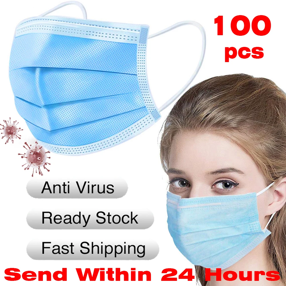 

Disposable Mask Face Mask Mouth Mask 3 Layer Protective Safety Mask Anti-Pollution Anti-Dust PM2.5 Nonwoven Elastic Earloop Mask