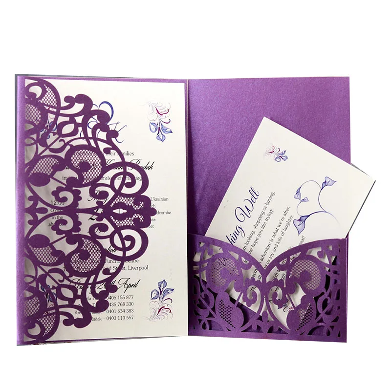 5pcs Elegant Crown Laser Cut Wedding Invitations Card Customize Greeting Card With RSVP Cards Wedding Party Favor Supplies Decor greeting cards wedding invitations
