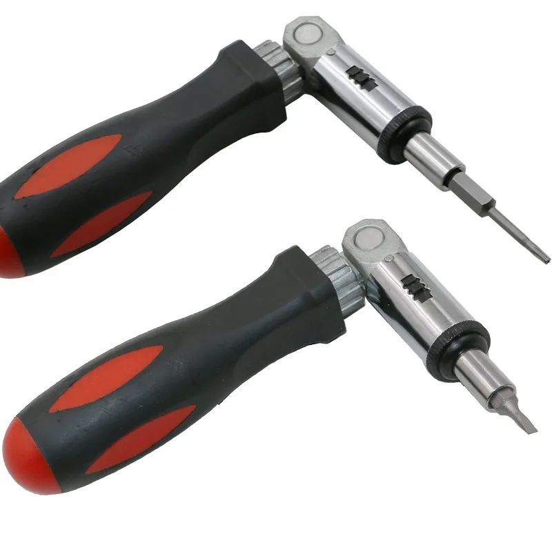 

Multi-functional Ratchet Screwdriver Angle Variable 0-180 Degree-Horizontal Turn 1/4 Inch Hexagon Socket Port