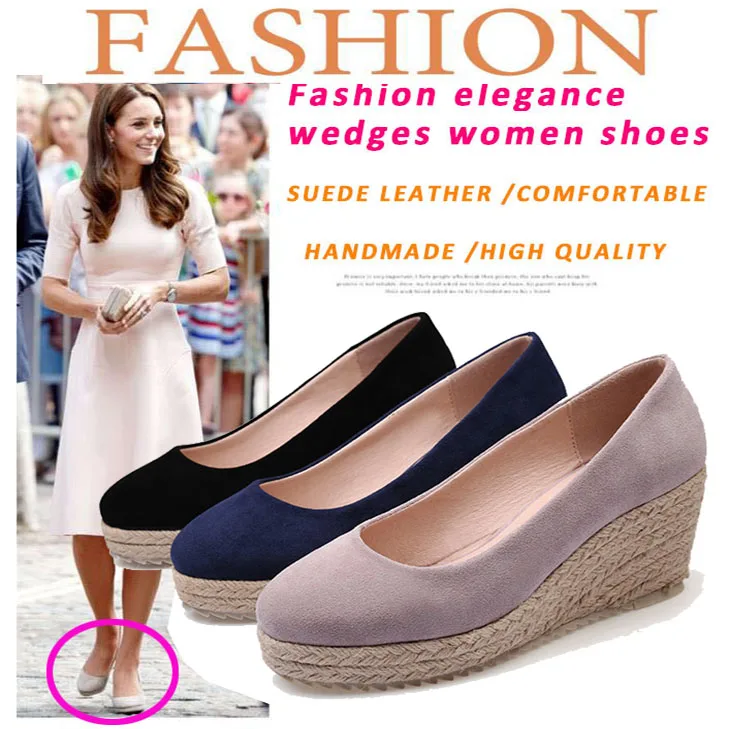 EAGSITY Suede Wedges shoes Pumps women high heel espadrilles shoes platform casual party office lady work shoes 3