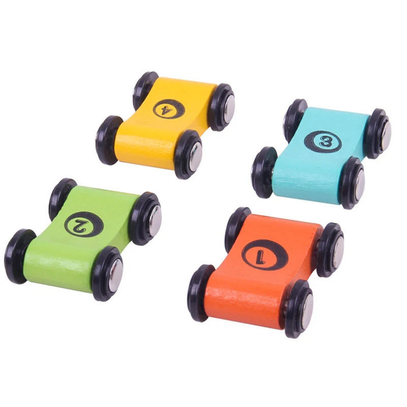 Baby Wooden Slide Car Model Toys Trolley Track Slide Cars Games Inertia Pull Back Glider Early Education Toys For Boy Mini Racer - 2