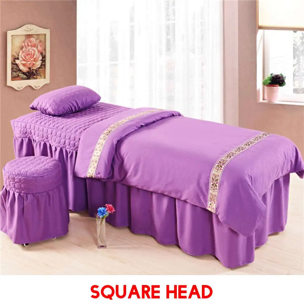 Purple Square head 4 шт./компл. короткое красивое покрывало для гостиной пододеяльник, наволочки, чехол для стула, покрытие из полиэстера/хлопка - Цвет: Purple Square head