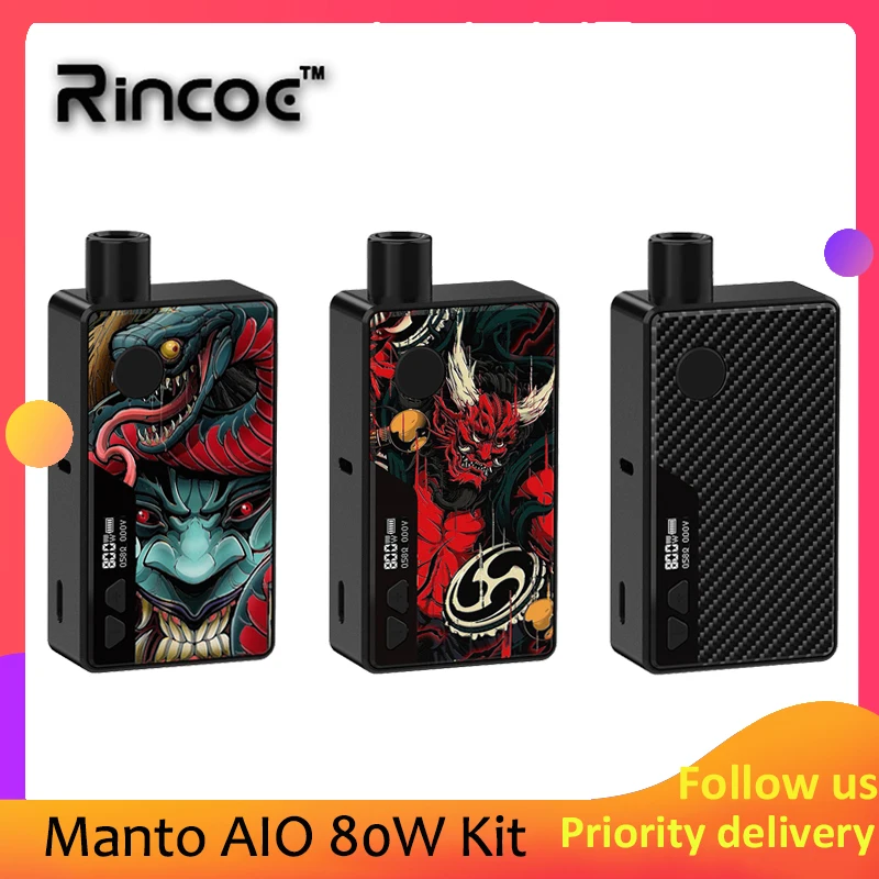 Оригинальный комплект модов Rincoe Manto AIO 80W Pod с одним аккумулятором 18650 и картриджем