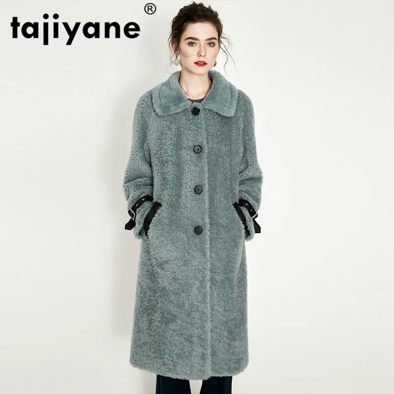 Real Fur Coat Female Vintage Long Sheep Shearing Jacket Women Clothes