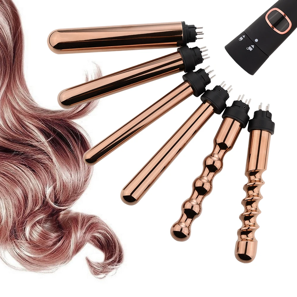 

Interchangeable Hair Curling Iron Machine 5 Part Ceramic Hair Curler Multi-size Roller Heat Resistant Glove Styling Set