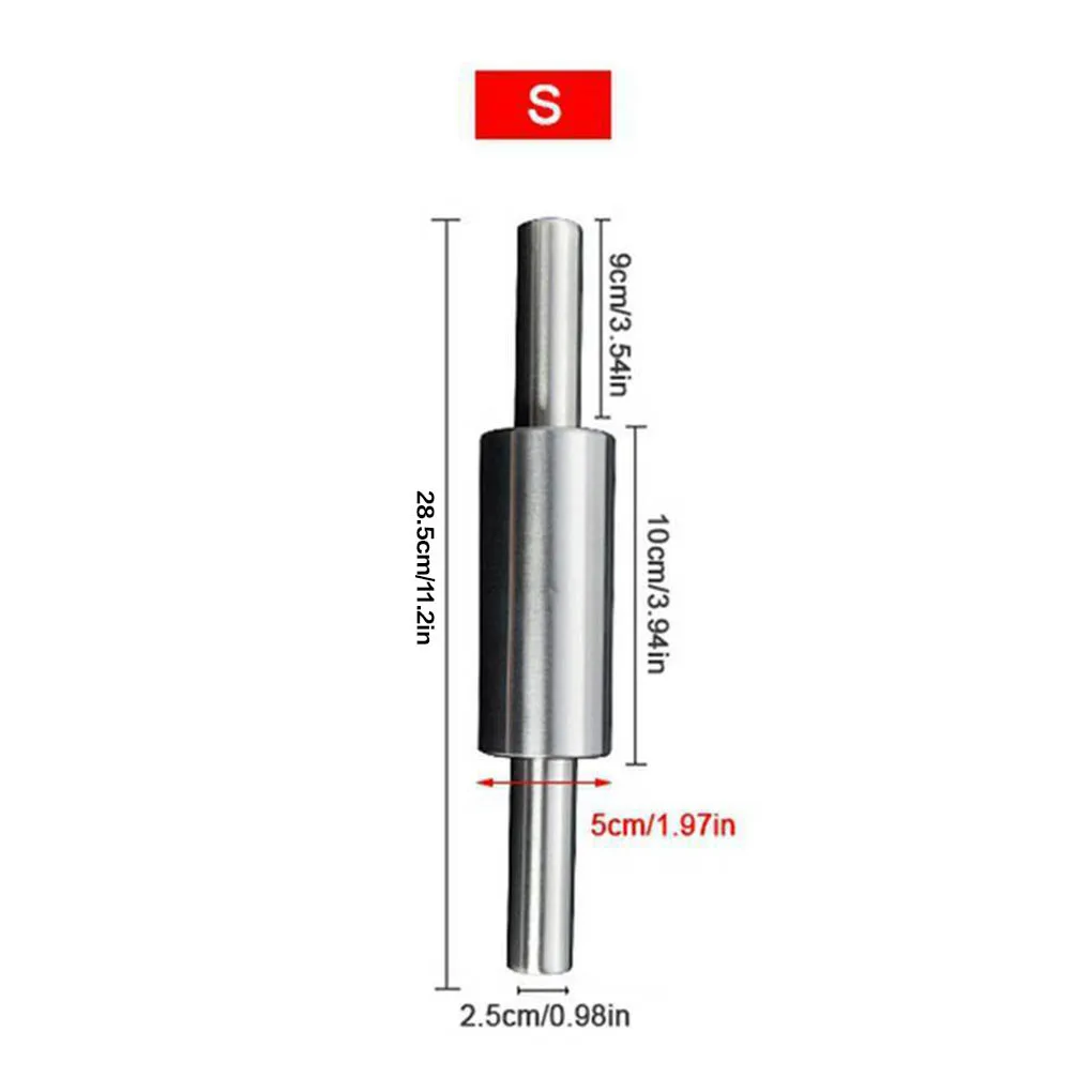 Steel Rolling Pin Paste Pizza Cookies Pastry Dough Roller Home Bakery Baking Tool, 38.5x5x5cm