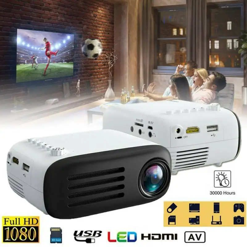 

7000 Lumens Portable Mini 3D Full HD 1080P LED Projector Theater AV/TV/USB/HDMI Projectors