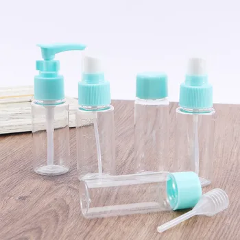 

7 Pcs/Set Plastic Refillable Bottles Kit Travel Storage Shampoo Jar Liquid Dispensers Cosmetic Container Spray Pump Bottles