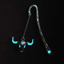 Демон с рогами, кулоном в виде головы коровы, ретро люминисцентная закладка в стиле ретро, металлические звезды, луна, Гравировальный узор, элегантная красивая прическа