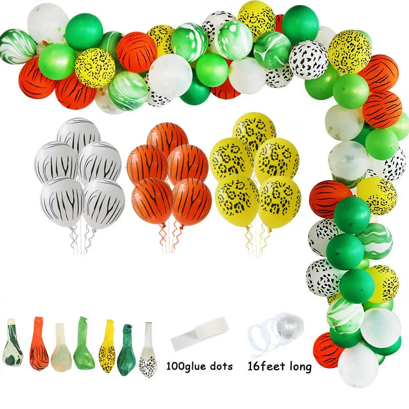 70/113pcs Jungle Balloon Garland Baby Shower Wild One Birthday Decor Green Balloons Arch Kit Rainforest Safari Party Baloon