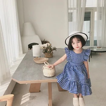 

2020 Korea Style Baby Girls Plaid Dress Summer Kids Girls Dresses 1-7 Years