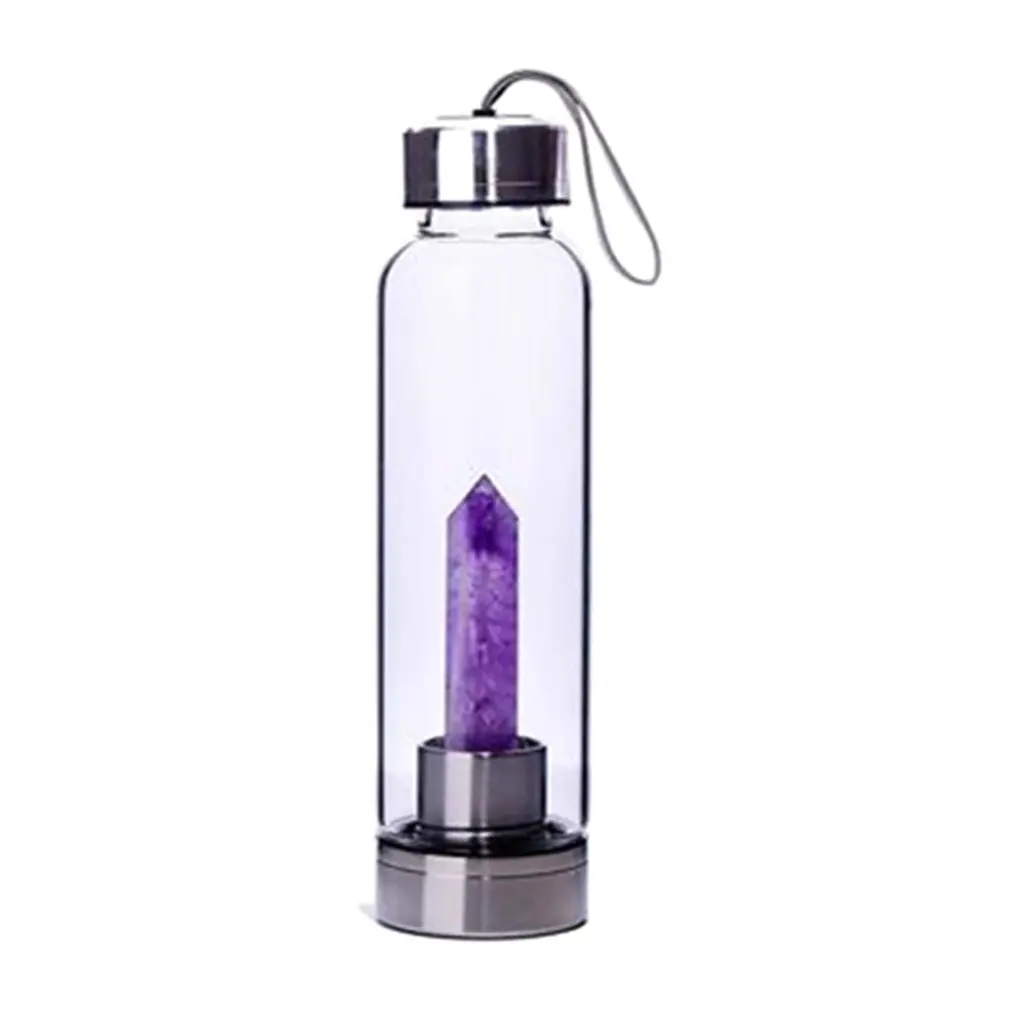 

Portable Size Funny Natural Crystal Point Healing Obelisk Wand Elixir Quartz Crystal Water Bottle Tools Best Gifts