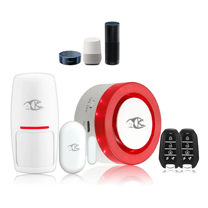 

FFYY-Smarsecur Wireless Alarm Siren Kits Security System Auto-Dial Works For Smart Life App Control Compatible With Alexa Google