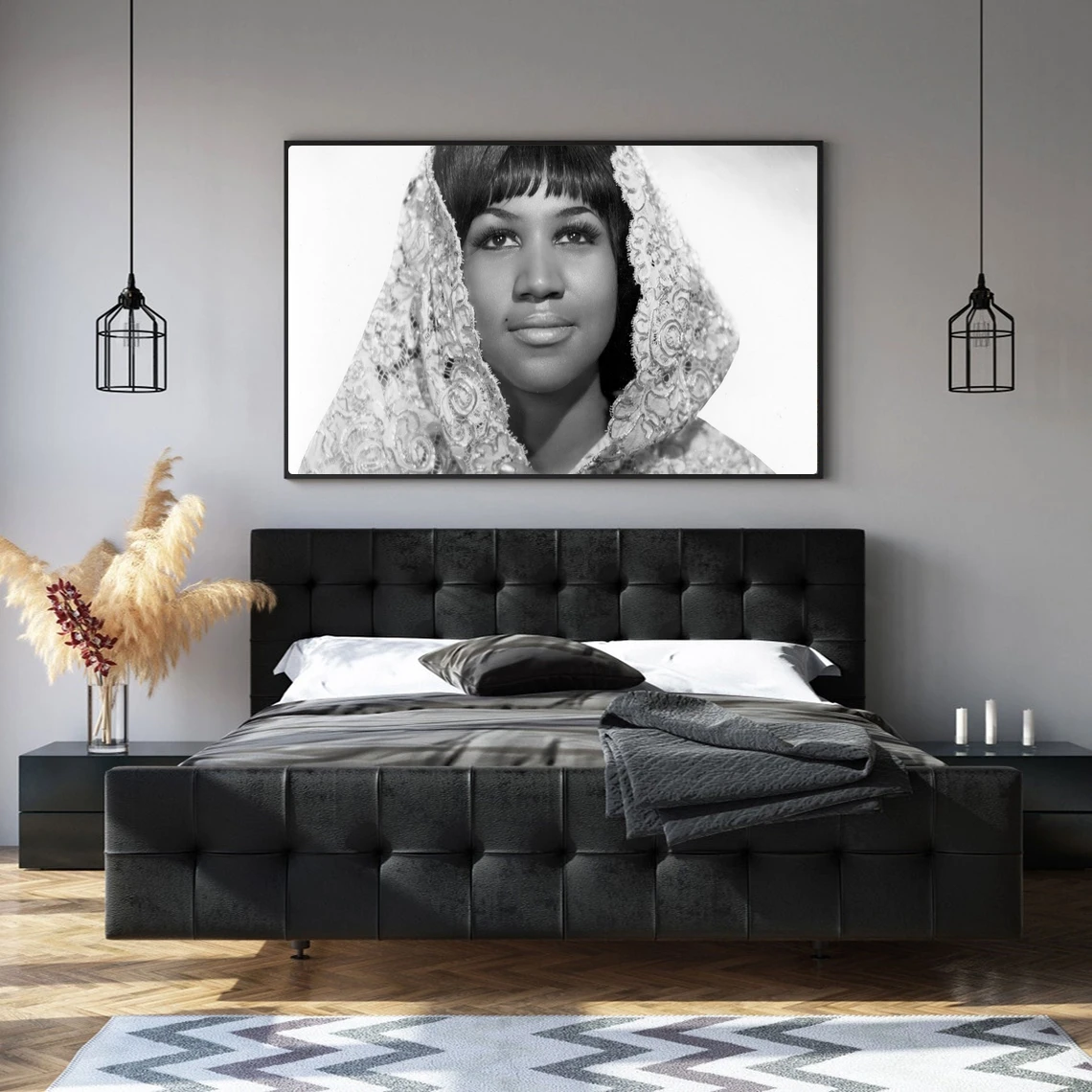 Aretha Franklin Poster Music Star Poster Rapper Album Pop Star Canvas Art Poster Print, Decorazione Della Casa Pittura Murale, Senza Cornice