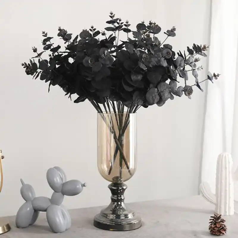 黒造花ユーカリの葉植物壁材装飾リアルな偽植物ホームショップパーティーの装飾 造花 ドライフラワー Aliexpress 黒造花ユーカリの葉植物壁材装飾リアルな偽植物ホームショップパーティーの装飾 造花 ドライフラワー Aliexpress