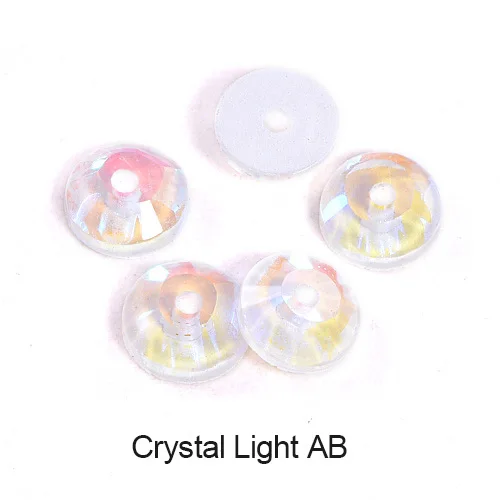Crystal Light AB 3 мм-10 мм круглые неоновые пришитые Стразы с отверстием, стеклянные стразы для шитья, светящиеся в ультрафиолете для свадебного платья B1329 - Цвет: Crystal Light AB