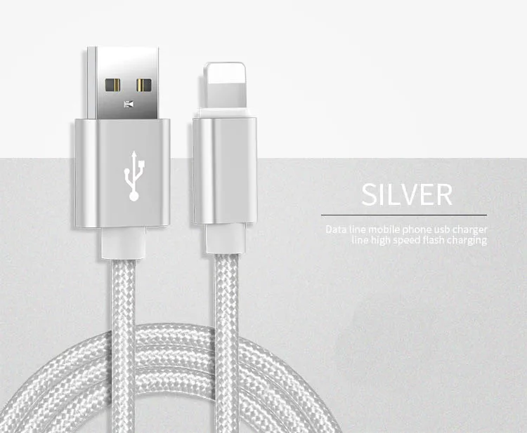 0,25 м, 1 м, 1,5 м, 2 м, 3 м, USB кабель для зарядки и передачи данных для iPhone 7, 8 Plus, 5, 6 S, 5S, 6 S, X, XR, XS, Max, короткий длинный провод для быстрой зарядки телефона - Цвет: Серебристый