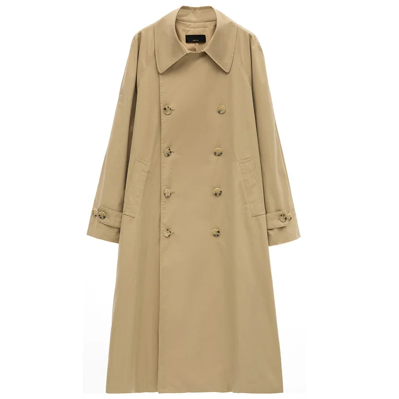 

Hot Sale Women Trenches 2019 Khaki Solid Color Spring Autumn Long Double Breasted Coat England Style Outwear Loose Female Coats