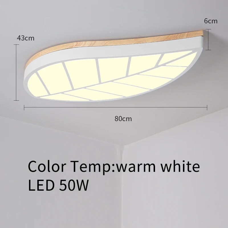 LED Nursery ceiling lights leaves design wood ceiling lampS white blue color for kids babys room nordic hallway light fixtureS - Цвет корпуса: WARM WHITE