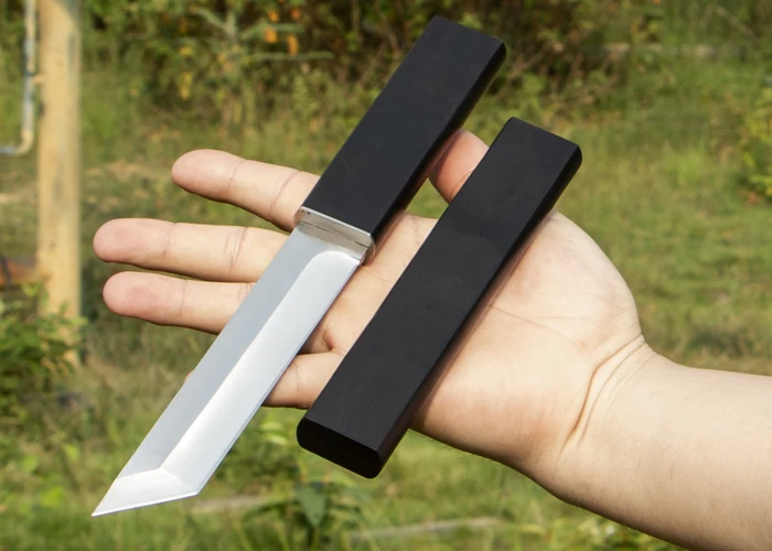 Нож Катана D2 Tanto Point Satin Blade Ebony Ручка с фиксированным лезвием ножи с деревянной оболочкой H1012