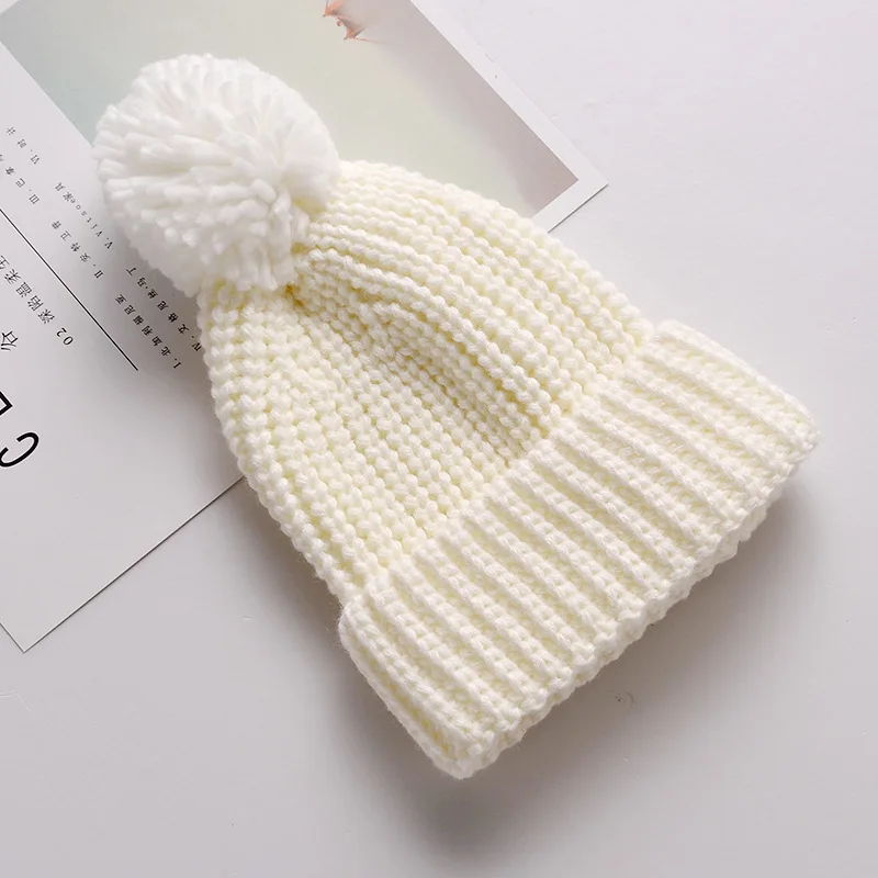 children's cute candy solid color wool hat men and women baby ball knit hat autumn and winter thick warm hat winter hat for boys
