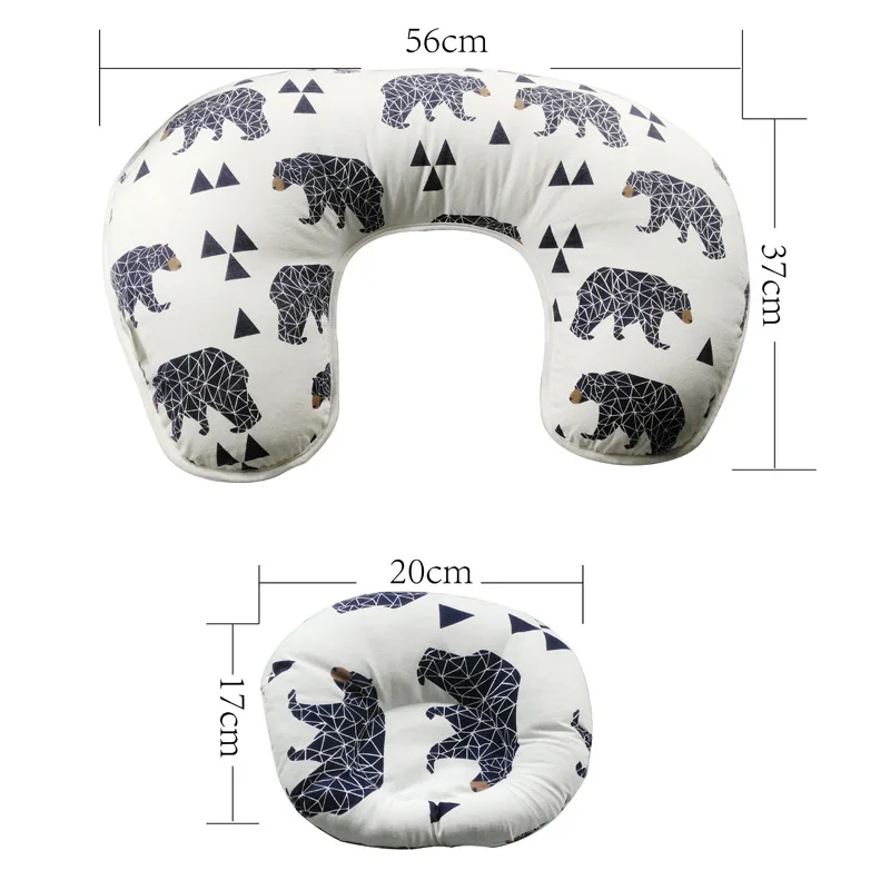 2pcs/Set Baby Nursing Pillows Newborn Breastfeeding Pillow Cotton Feeding Waist Cushion Cuddle Infant U-Shaped Cushion