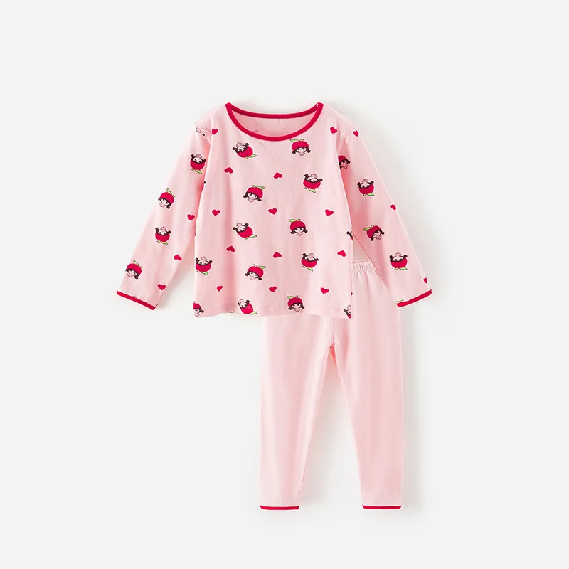 

2020 Autumn and Winter New Style Girls Thermal Underwear Brand Love Girl Full Printed CHILDREN'S Underwear Homewear Set