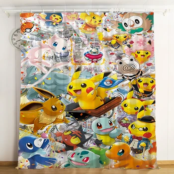 

Popular Anime Pikachu 3D Printed Curtain Kids Bedroom Living Room Curtain Home Decoration Parlour Room Blackout Curtains 01