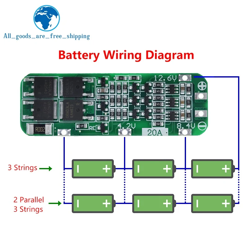 3S 20A литий-ионная литиевая батарея 18650 зарядное устройство PCB плата защиты BMS для