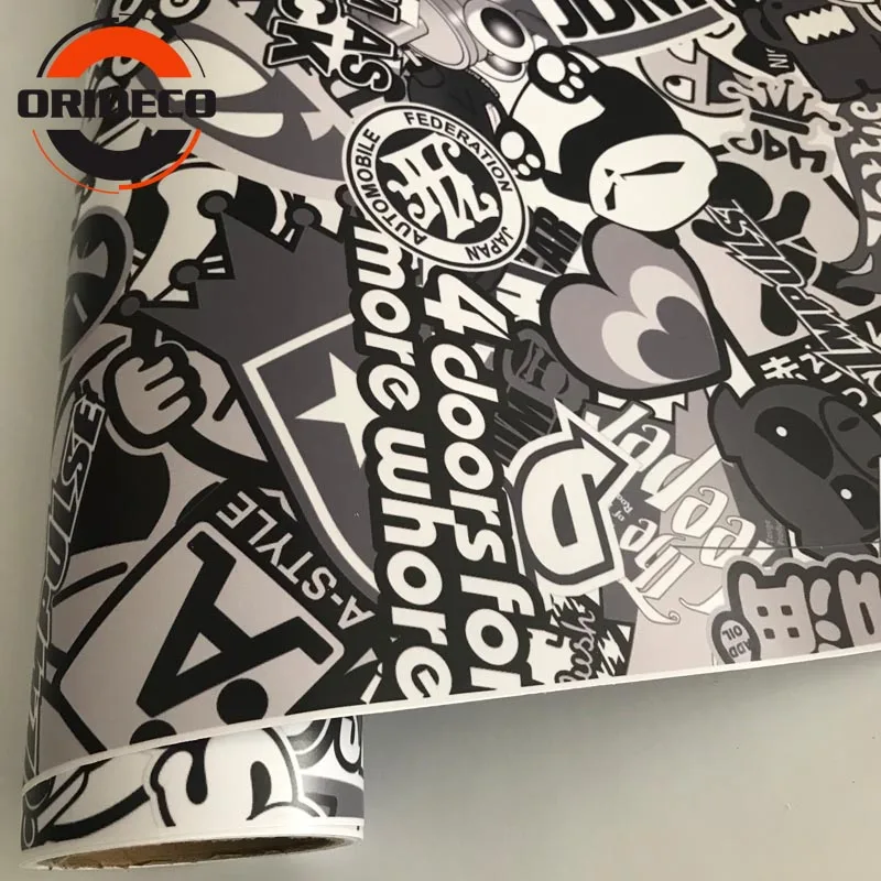 black white gray cartoon sticker bomb vinyl sticker 2