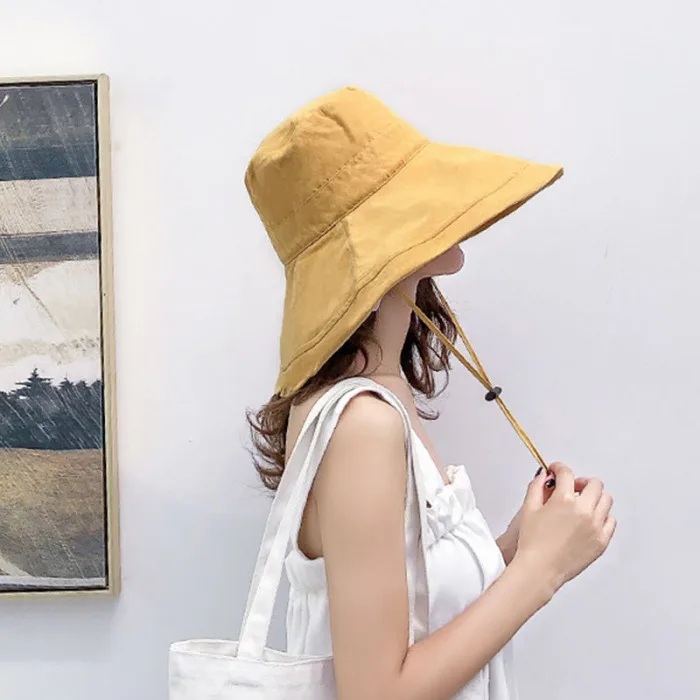 Sunhat женская летняя пляжная шляпа с широкими полями, Солнцезащитная уличная дорожная шляпа, свернутая двухсторонняя Рыбацкая шляпа-OPK