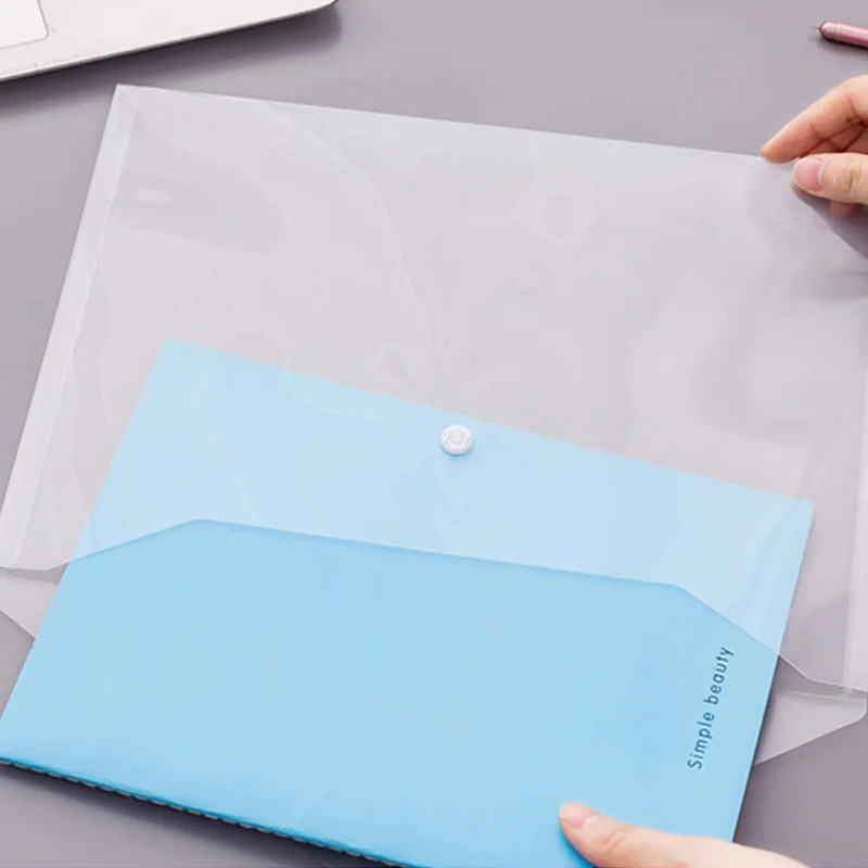 A4 прозрачная папка Кнопка сумка для файлов вместительная, Пластиковая Сумка для документов офисный файл школьный тест бумажная коробка для хранения