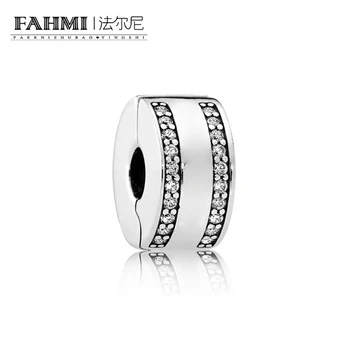 

FAHMI 100% 925 Sterling Silver 1:1 Genuine Gem 792056CZ LOGO SPACER CLIP Fit DIY Bracelet Original Women Wedding