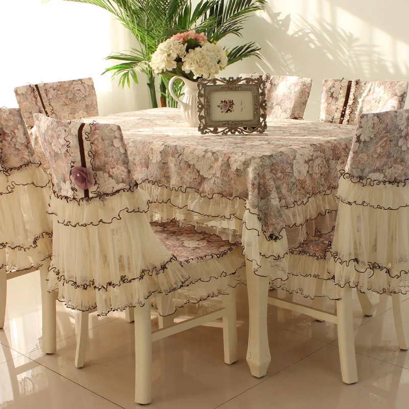 Romantic Lace Chair Cover Tablecloth Chair Cushion Seat Cover Fabric Chair Back Covers Home Decoration