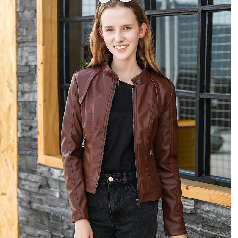 Новинка Женская куртка из искусственной кожи на весну и осень Повседневная