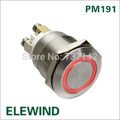 

ELEWIND 19mm ring illuminated push button 1NO (PM191F-10E/R/12V/S)