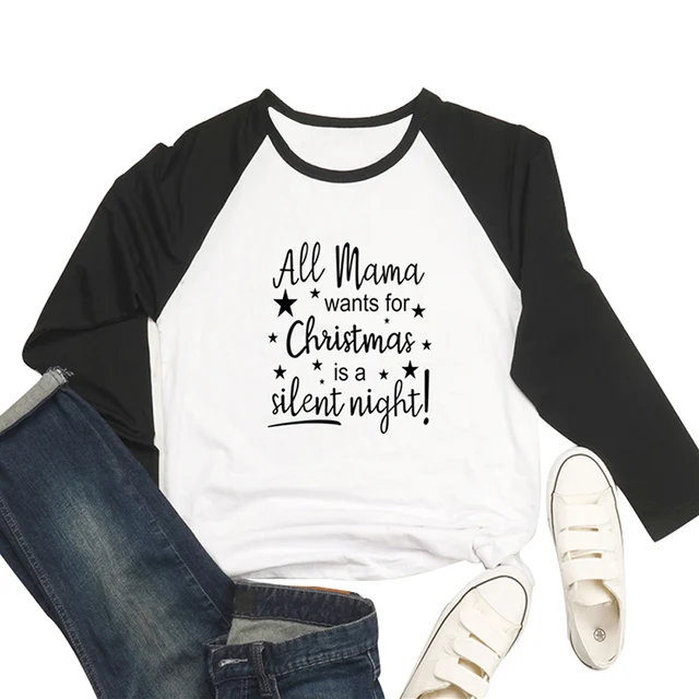 Женская модная одежда с рождественским принтом, свободная футболка с длинными рукавами и круглым вырезом, женская одежда 2019, новинка
